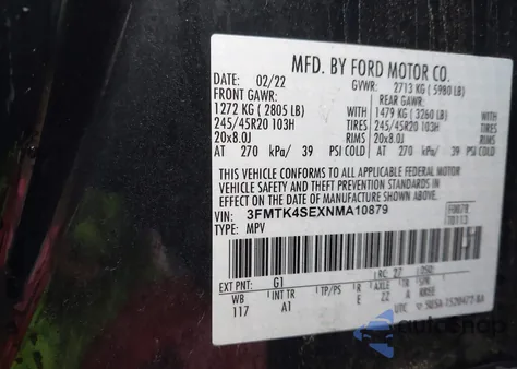 2022 Ford Mustang Mach-E Gt z USA, uszkodzony, nr VIN 3FMTK4SEXNMA10879